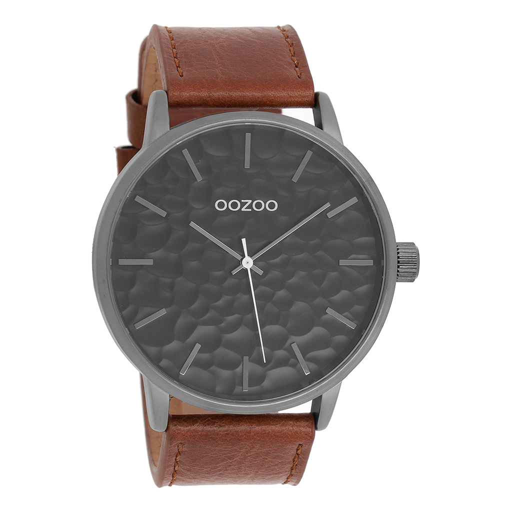 Titanium OOZOO watch with brown leather strap - C9443