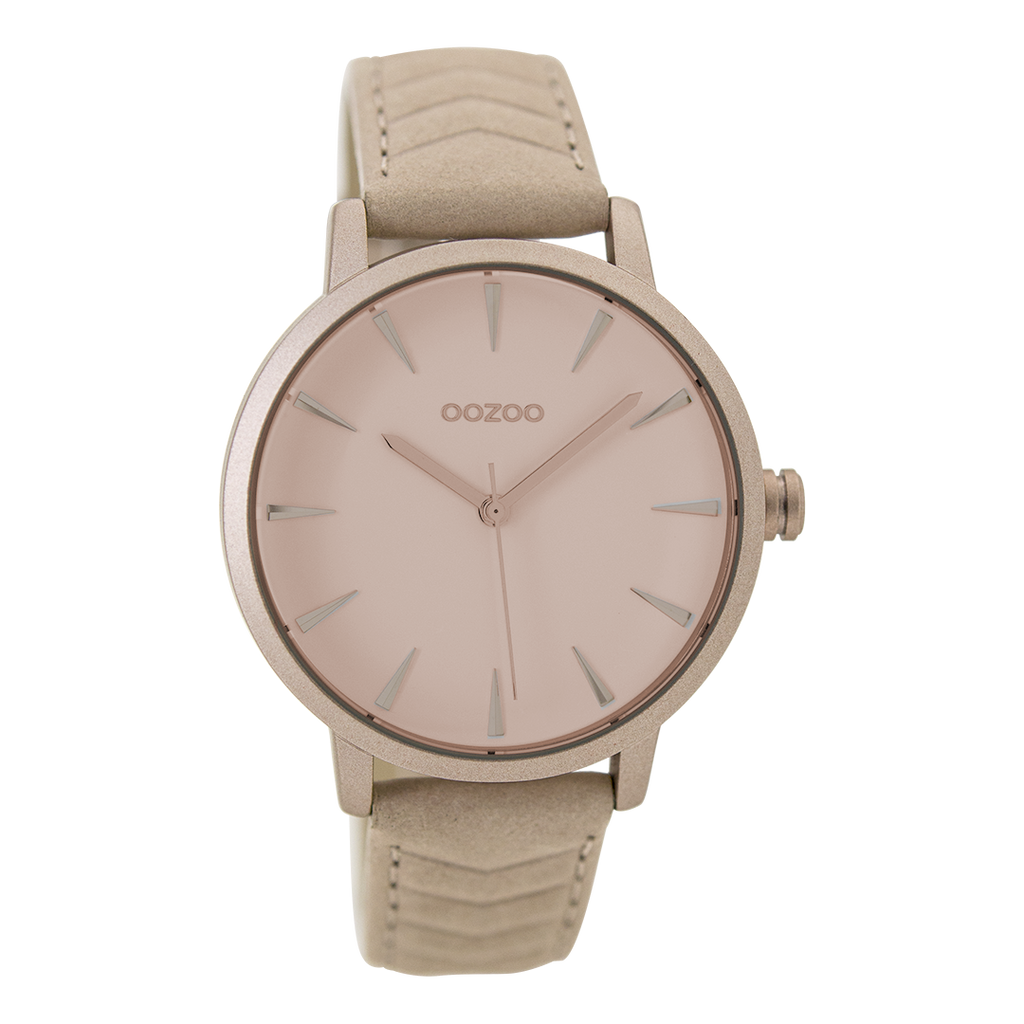 Pink grey OOZOO watch with leather strap - C9507