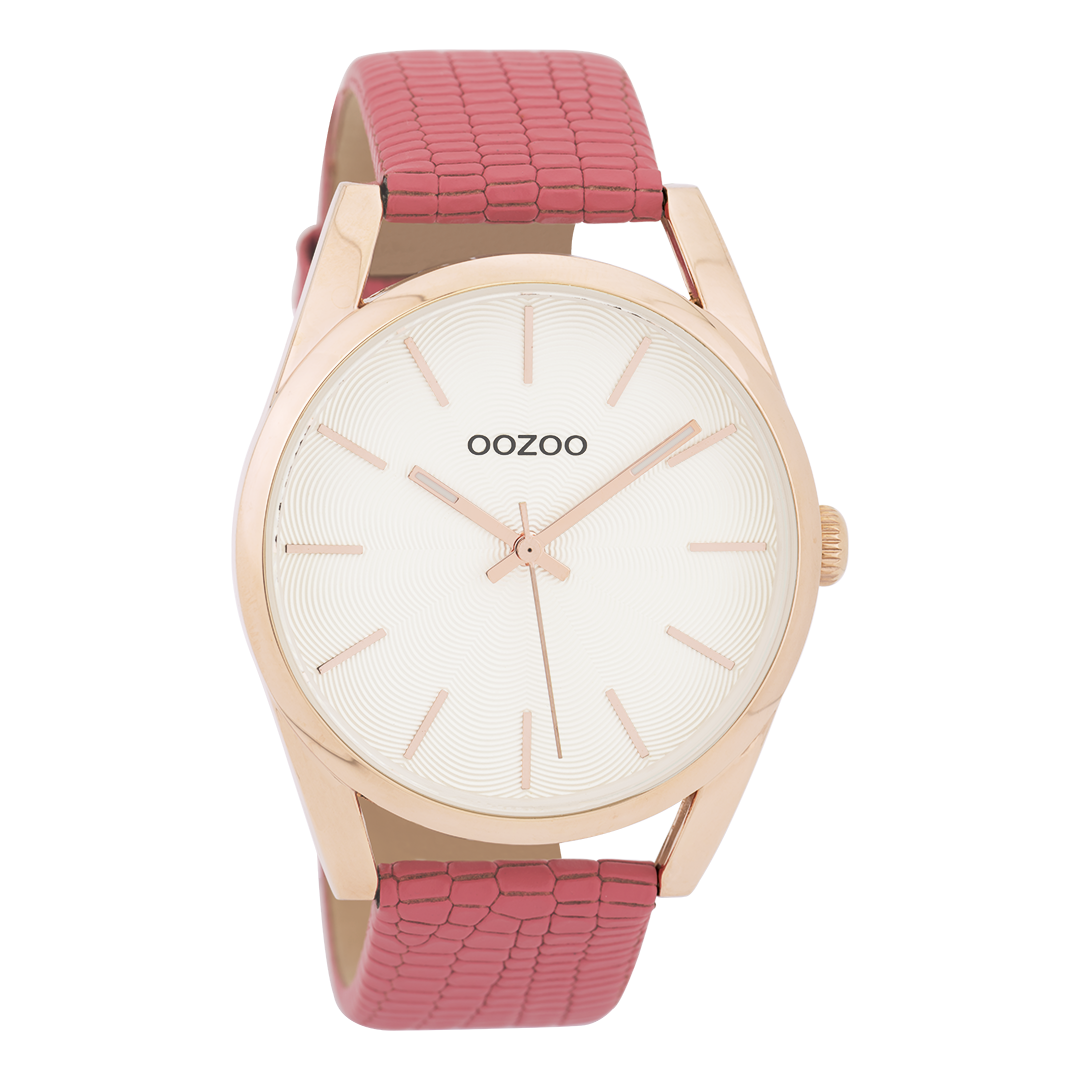 Rose gold coloured OOZOO watch with pink leather strap - C9584