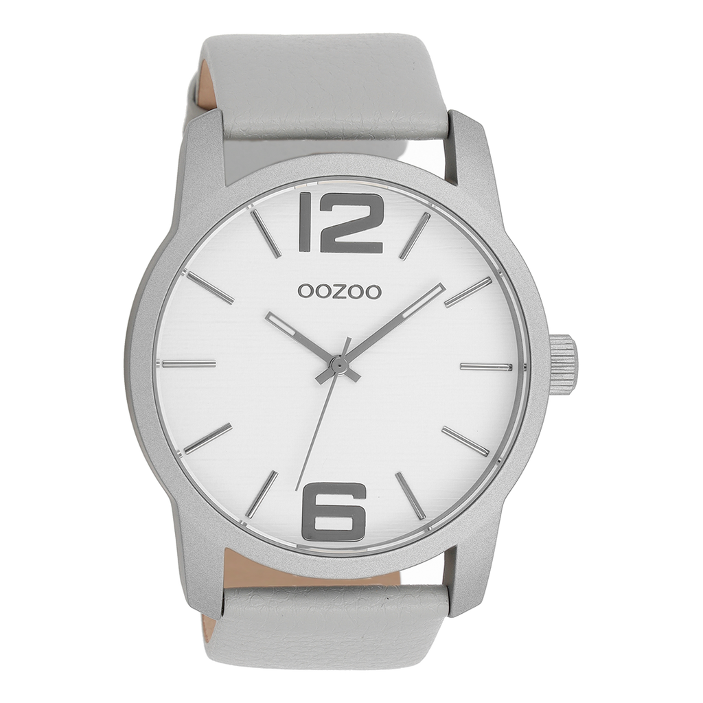 Light grey OOZOO watch with leather strap - C9730