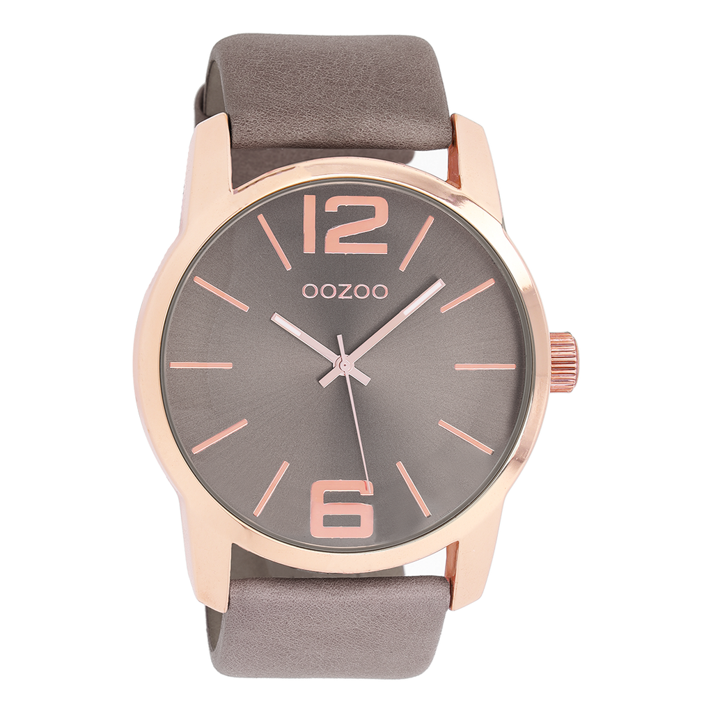 Rose gold coloured OOZOO watch with brown leather strap - C9733