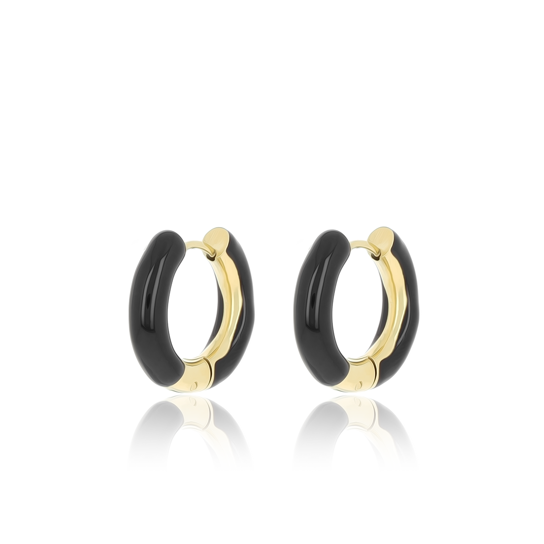 Boucles d'oreilles créoles en couleur or avec placage noir