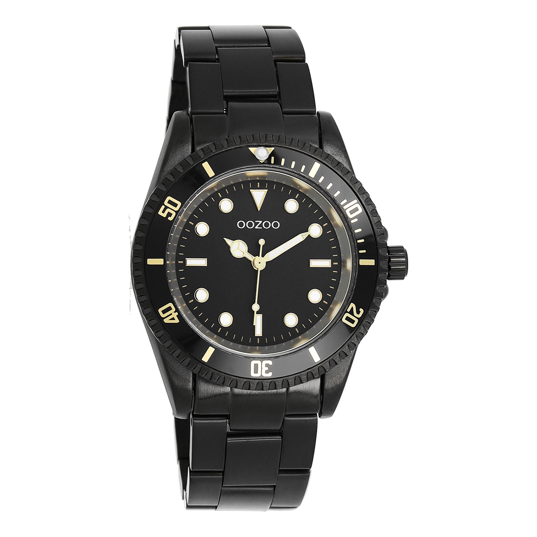 Black OOZOO watch with stainless steel bracelet - C11149