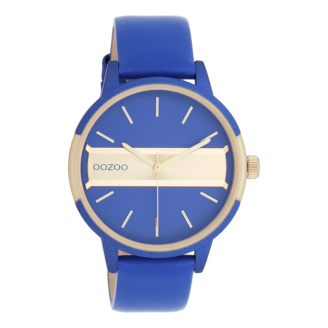 Blu/oro colorato OOZOO Guarda con cinturino in pelle blu - C11154