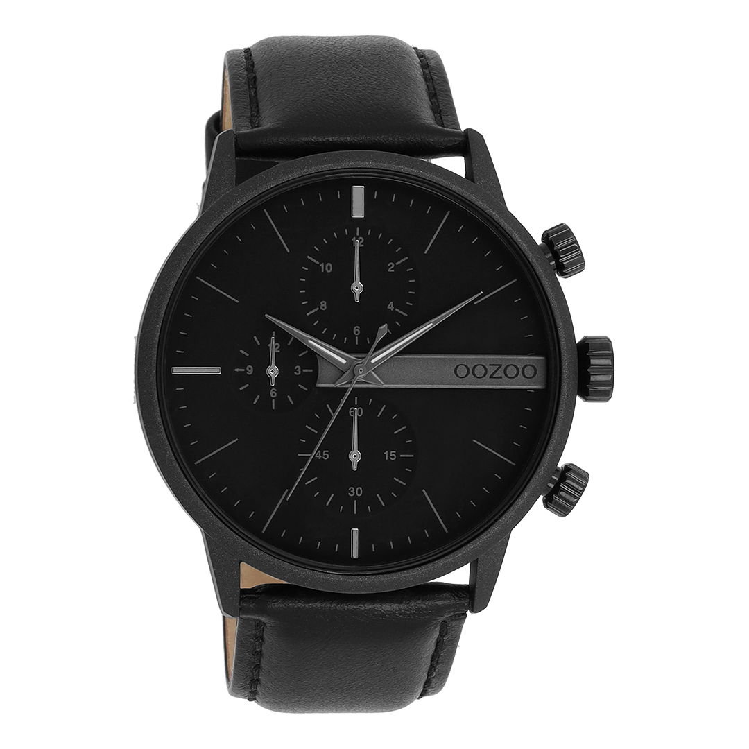 Black OOZOO watch with leather strap - C11224