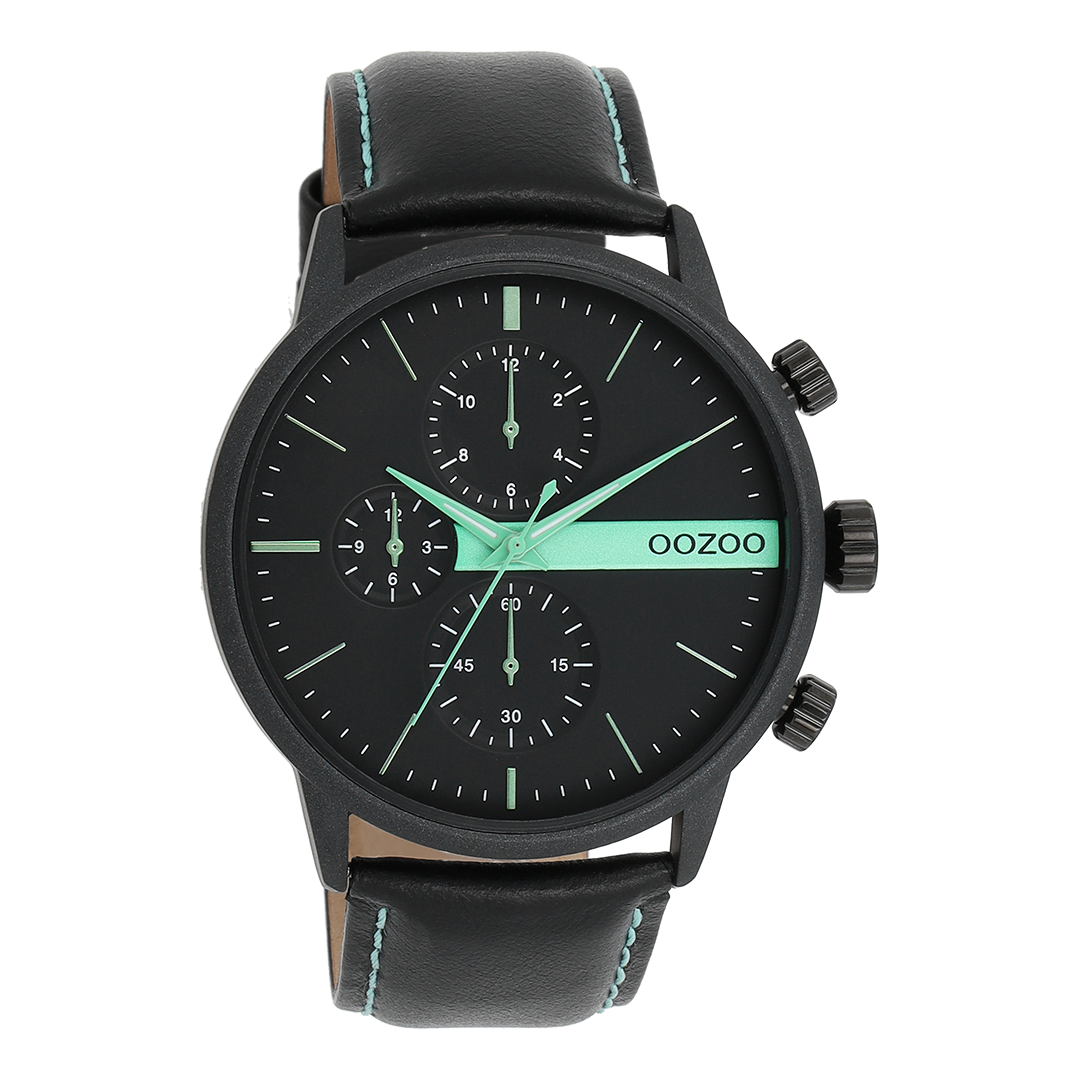 Black OOZOO watch with leather strap - C11229