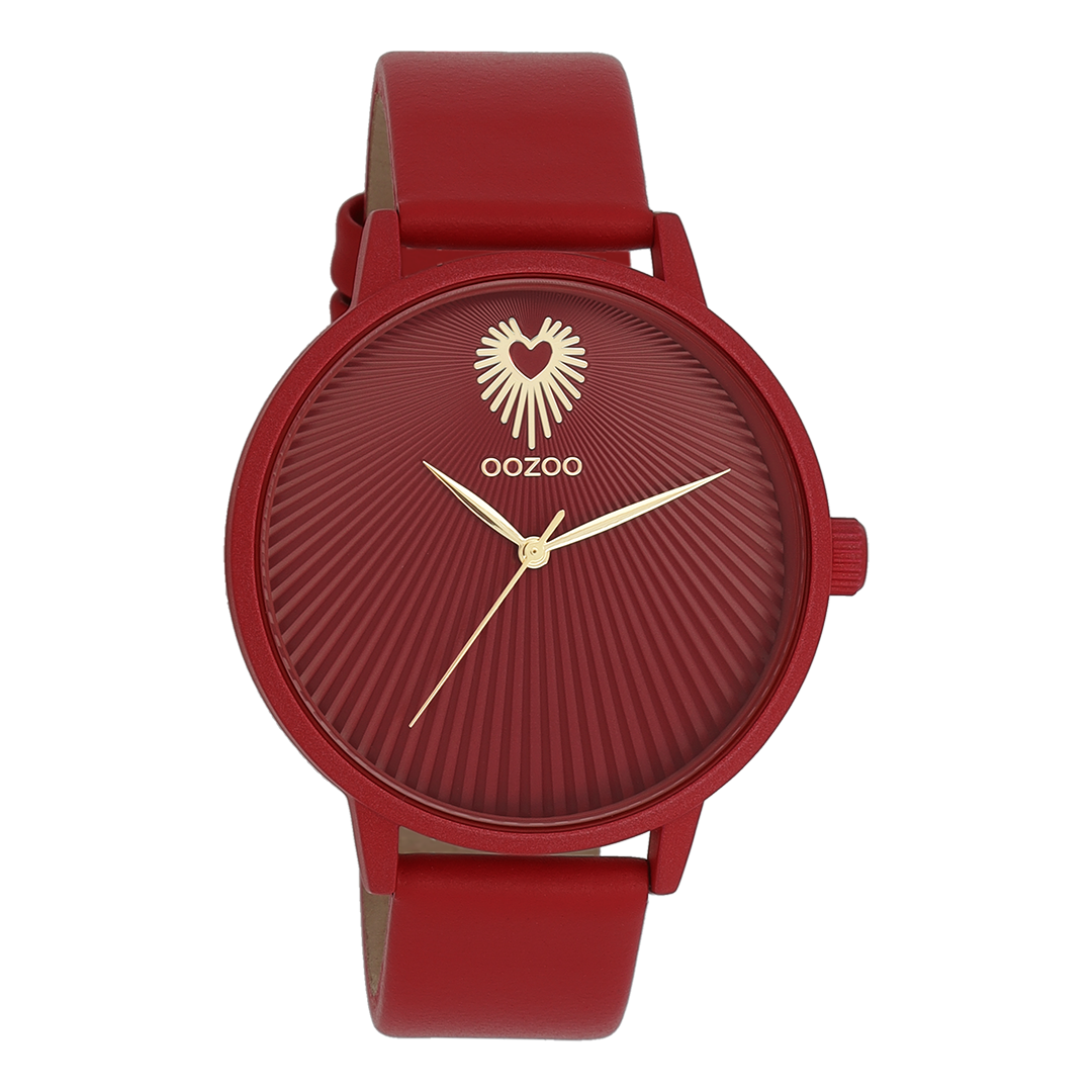 Dahlia red OOZOO watch with leather strap - C11249