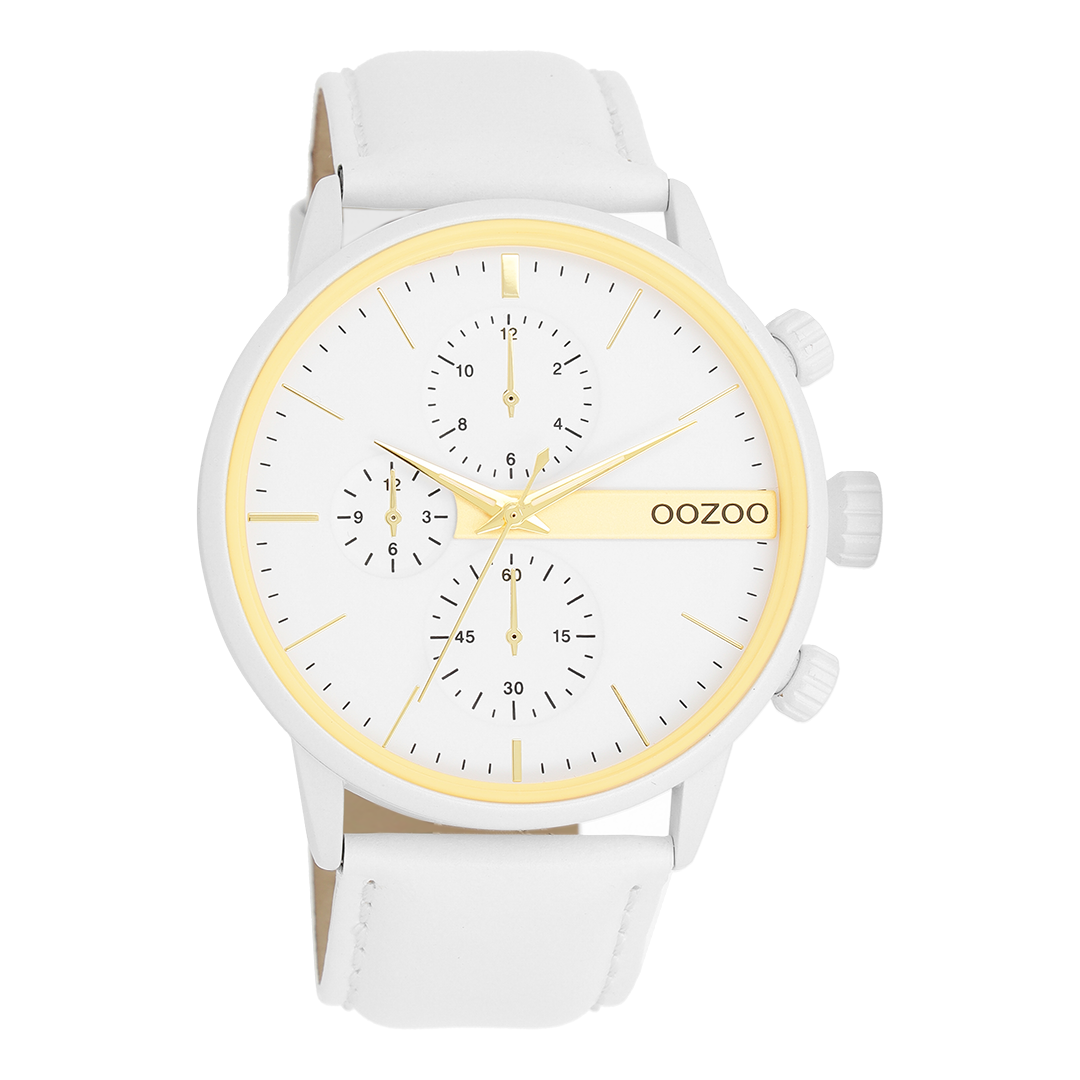 White OOZOO watch with leather strap - C11313