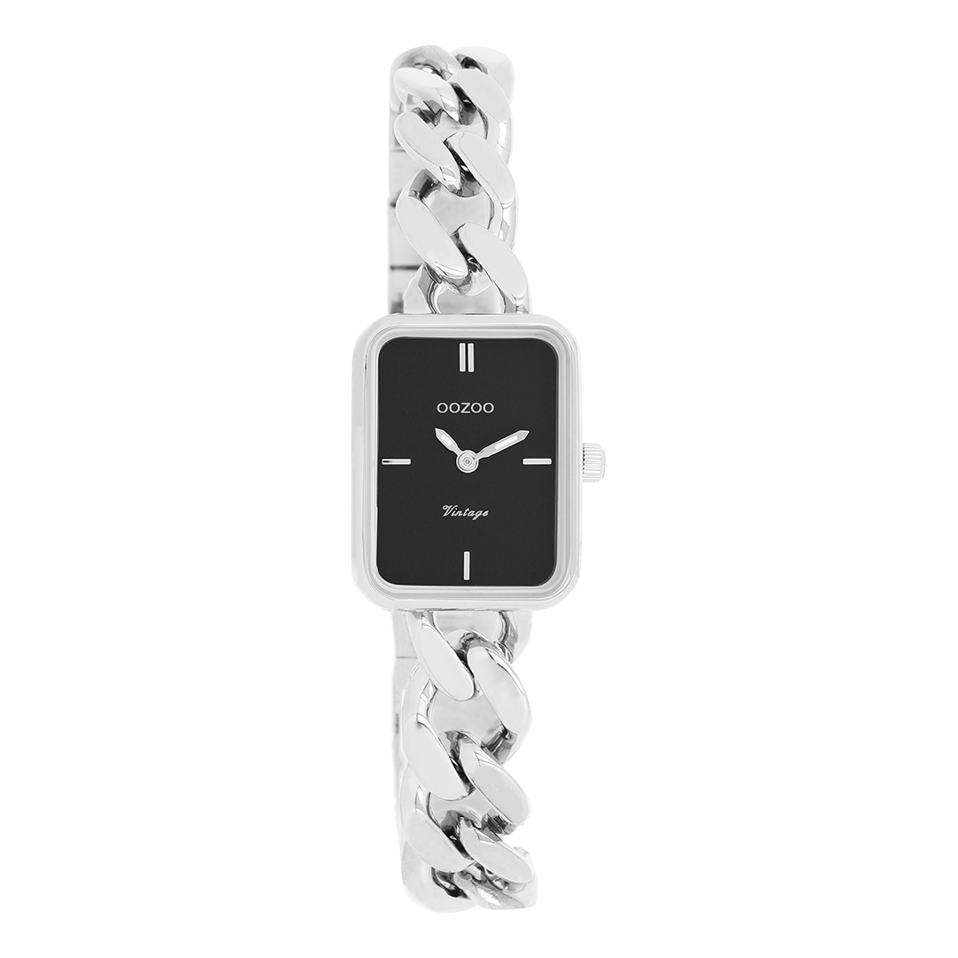 Silver coloured OOZOO watch with chunky chain bracelet - C20361