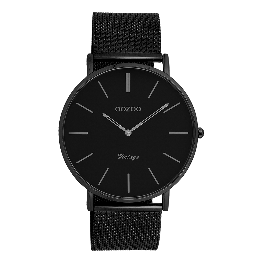 Nero  OOZOO Guarda con braccialetto in maglia in metallo nero - C9932